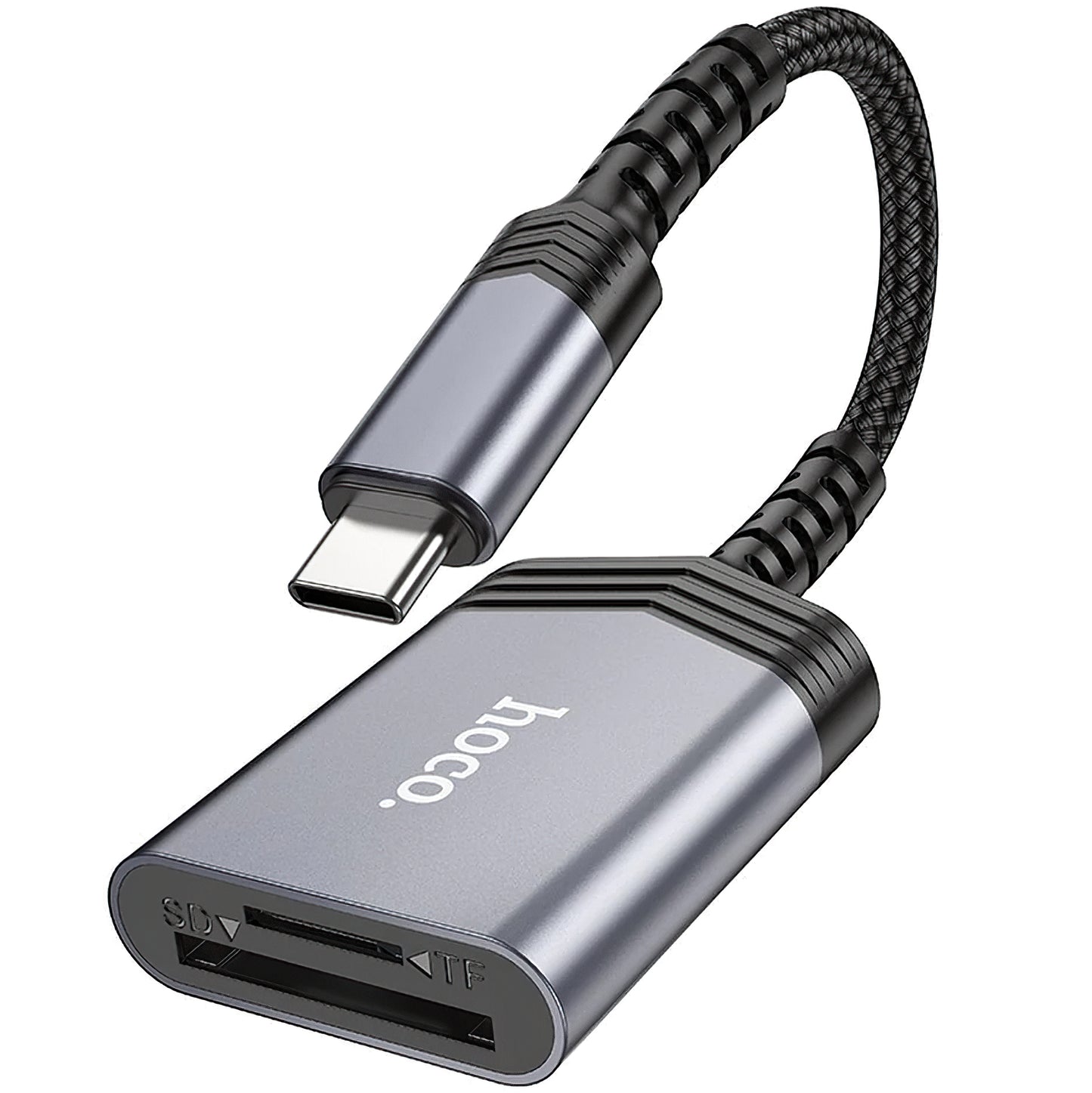 Leitor de cartões USB-C HOCO UA25, SD - microSD, cinzento 