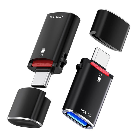 Leitor de Cartão USB-C Techsuit AluVoltX, USB-A (OTG) - microSD, Preto