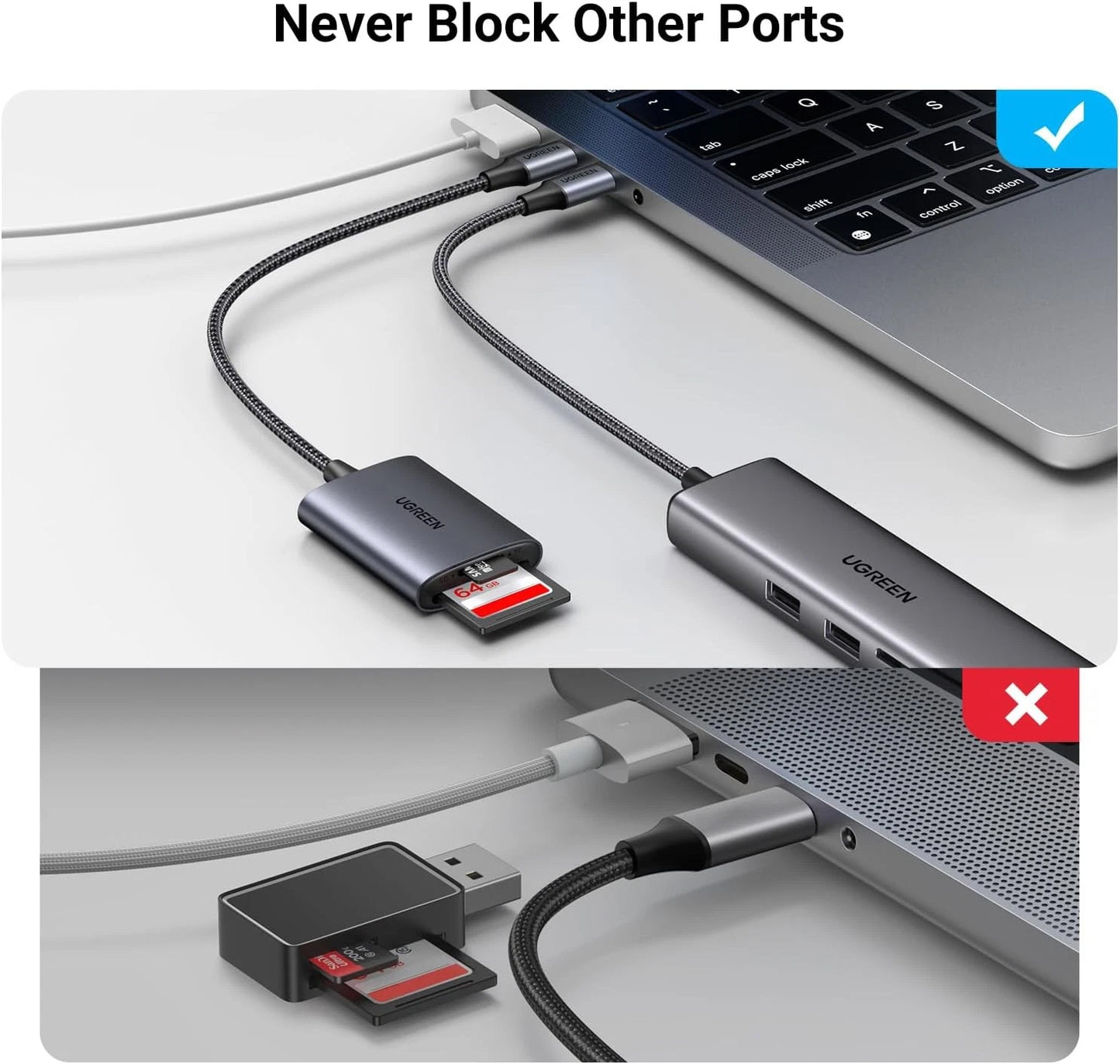 Leitor de Cartão USB-C UGREEN CM401, SD - microSD, Cinzento