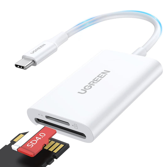 Leitor de Cartões USB-C UGREEN CM265, SD - microSD, Branco