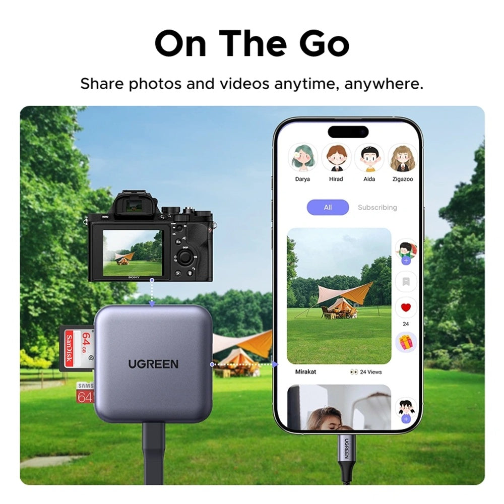Leitor de Cartão USB-C UGREEN CM898 (65095), SD - microSD, Cinzento