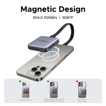 Leitor de Cartão USB-C UGREEN CM898 (65095), SD - microSD, Cinzento