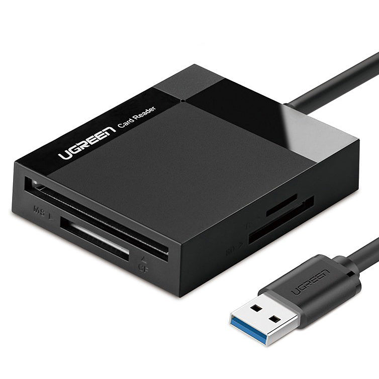 Leitor de Cartão USB 3.0 UGREEN CR125, SD - microSD - CF - MS, Preto
