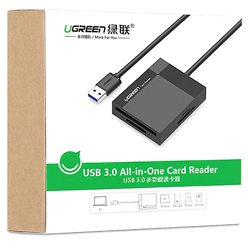 Leitor de Cartão USB 3.0 UGREEN CR125, SD - microSD - CF - MS, Preto