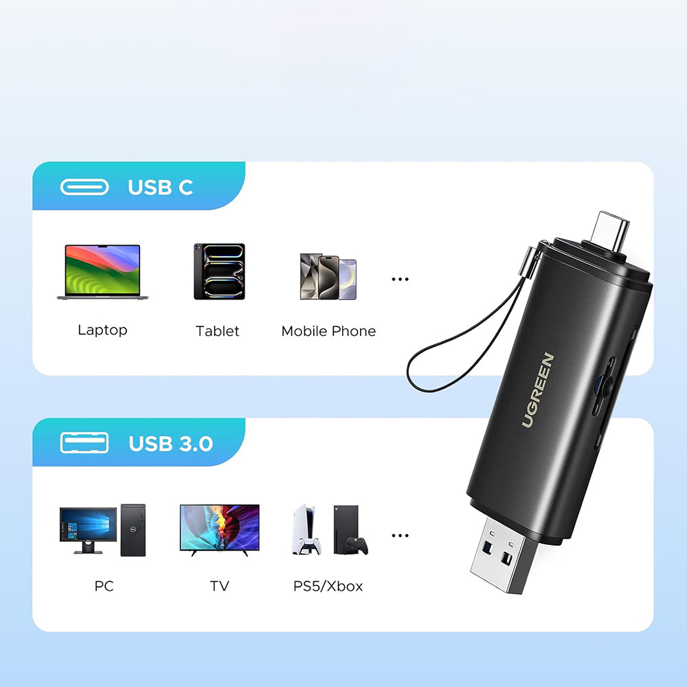 Leitor de Cartão USB / USB-C UGREEN CM803 (65024), SD - microSD, Preto