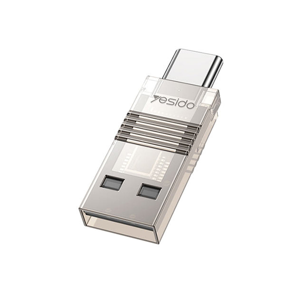 Leitor de Cartão USB / USB-C Yesido GS21, microSD, Transparente