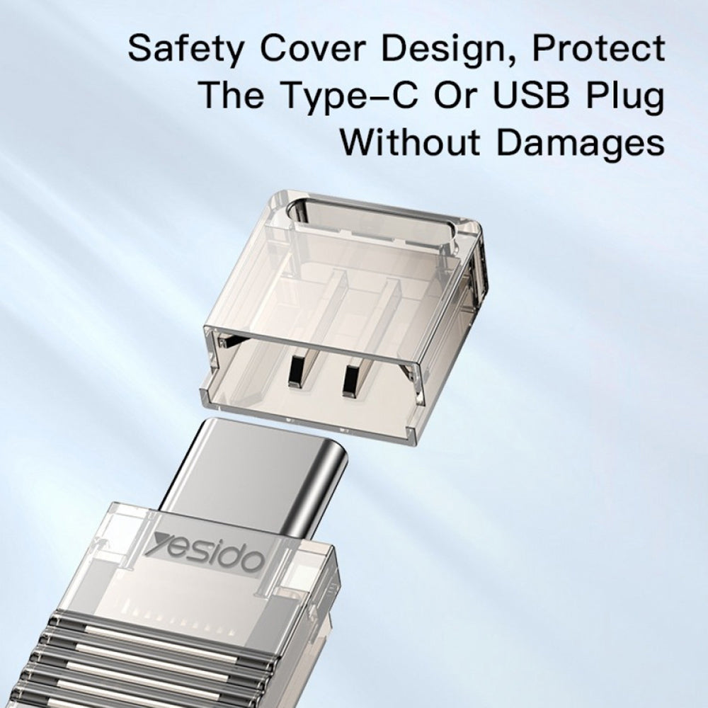 Leitor de Cartão USB / USB-C Yesido GS21, microSD, Transparente