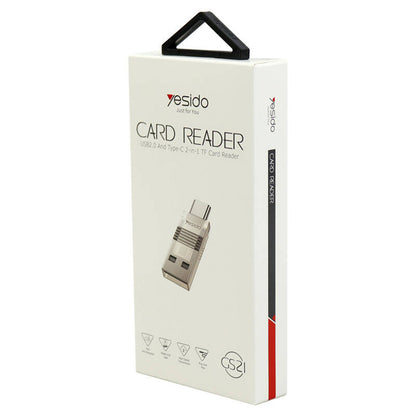 Leitor de Cartão USB / USB-C Yesido GS21, microSD, Transparente
