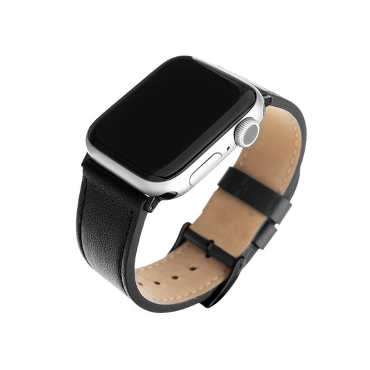 Curea Fixed Leather para Apple Watch 42mm / 41mm / 40mm / 38mm Series, Preta