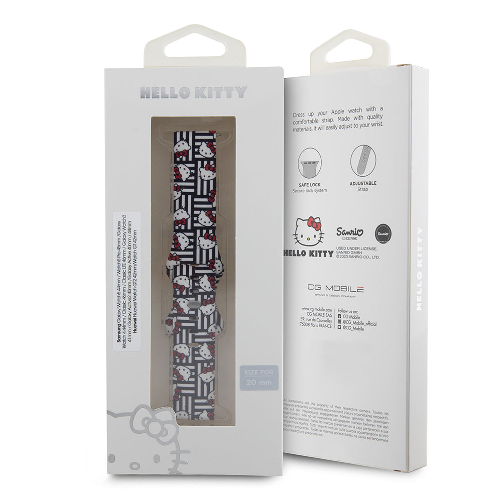 Pulseira Hello Kitty Silicone Tags Graffiti para Samsung Galaxy Watch / Huawei Watch Series, Preta