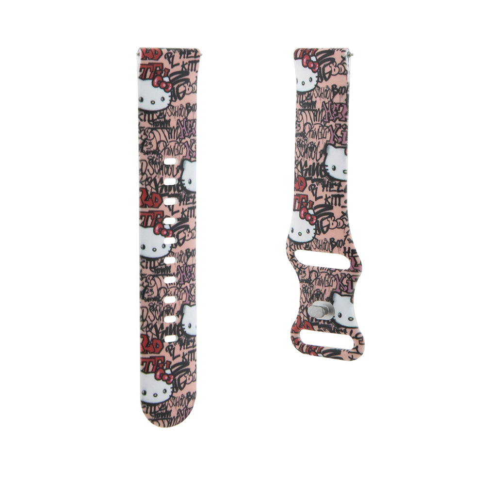 Pulseira Hello Kitty Silicone Tags Graffiti para Samsung Galaxy Watch / Huawei Watch Series, Rosa