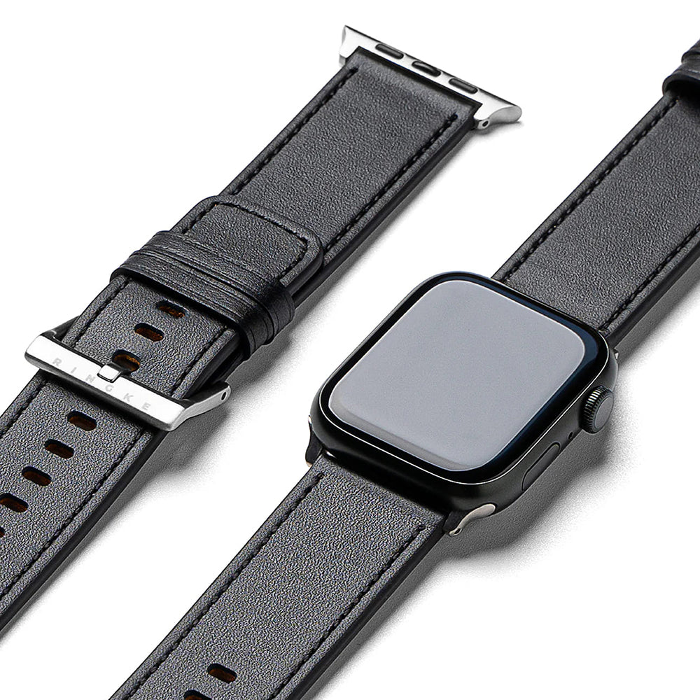 Pulseira Ringke Leather One para Apple Watch 49mm / 46mm / 45mm / 44mm / 42mm Series, Preta