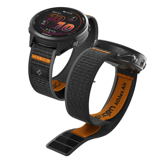 Correia Spigen Athlex Air 2 para Garmin Watch Venu / Forerunner Series, 22mm, Preta Laranja AMP11425