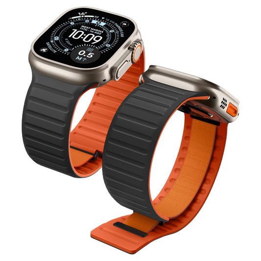 Correia Spigen Athlex Air M para Apple Watch 49mm / 46mm / 45mm / 44mm Series, Preta Laranja AMP11534