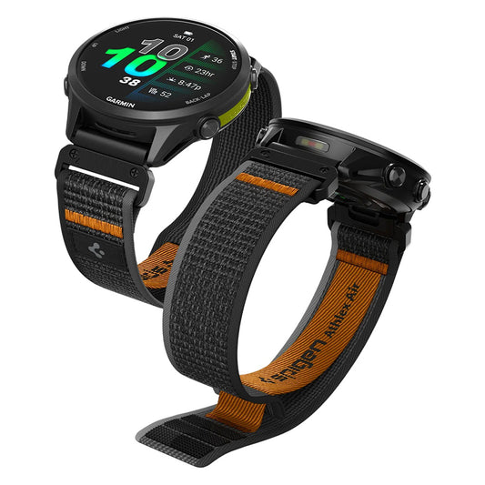 Correia Spigen Athlex Air para Garmin Watch Fenix / Forerunner / Approach Series, 22mm, Preta Laranja AMP11426