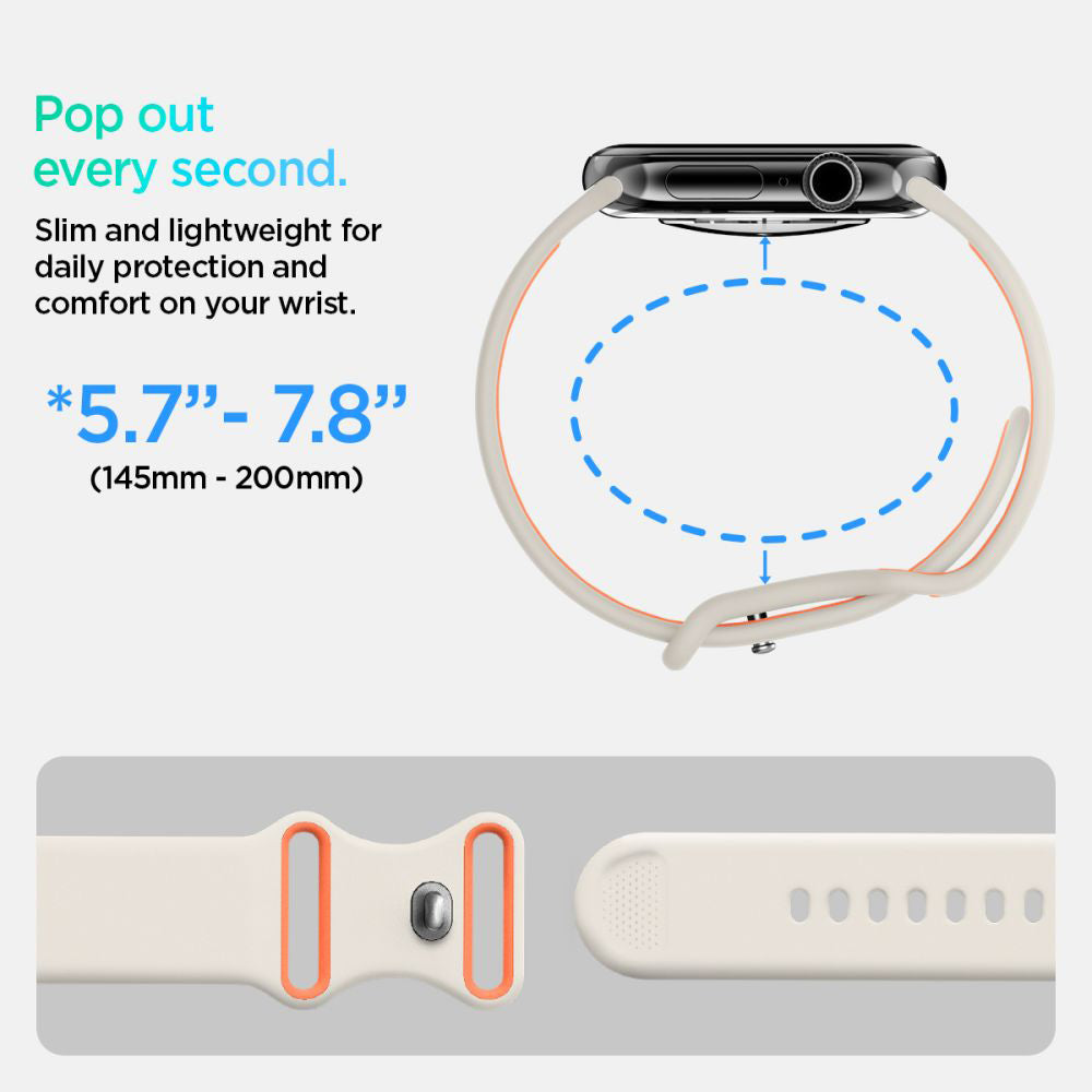 Correia Spigen Nano Pop para Apple Watch 42mm / 41mm / 40mm / 38mm Series, Bege