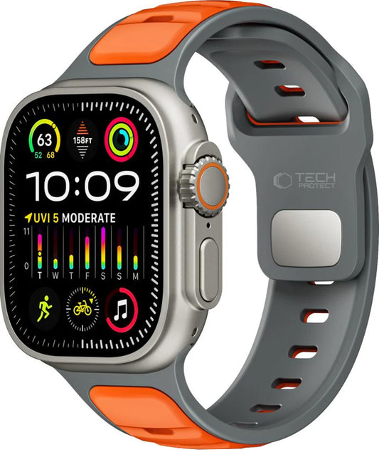 Pulseira Tech-Protect Iconband Line para Apple Watch 49mm / 46mm / 45mm / 44mm Series, Cinza Laranja