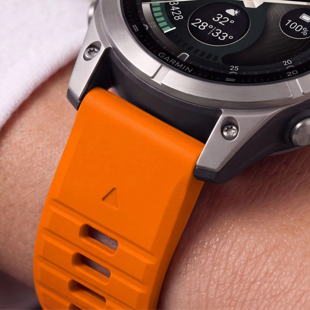 Techsuit Silicone Strap for Garmin Fenix 5 / 6 / 6 Pro / 7 / 8 / 8 Pro / E / 9 / 9 Pro, Orange