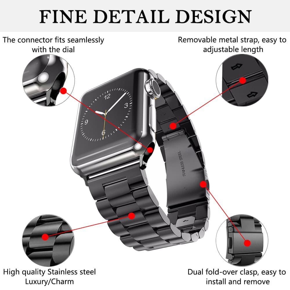 Correia Techsuit W036 para Apple Watch 42mm / 41mm / 40mm / 38mm Series, Preta