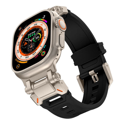 Curea Techsuit W064 para Apple Watch 49mm / 46mm / 45mm / 44mm / 42mm Series, Preta Prateada