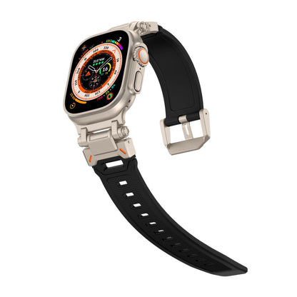 Curea Techsuit W064 para Apple Watch 49mm / 46mm / 45mm / 44mm / 42mm Series, Preta Prateada