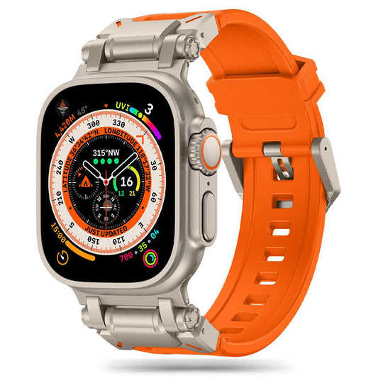 Curea Techsuit W064 para Apple Watch 49mm / 46mm / 45mm / 44mm / 42mm Series, Prateada Laranja