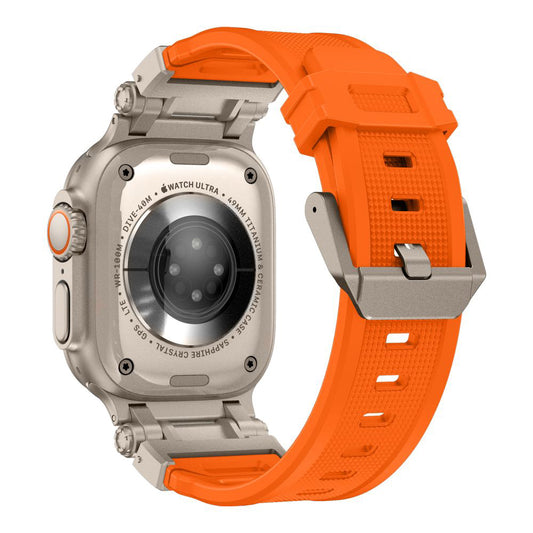 Curea Techsuit W064 para Apple Watch 49mm / 46mm / 45mm / 44mm / 42mm Series, Prateada Laranja