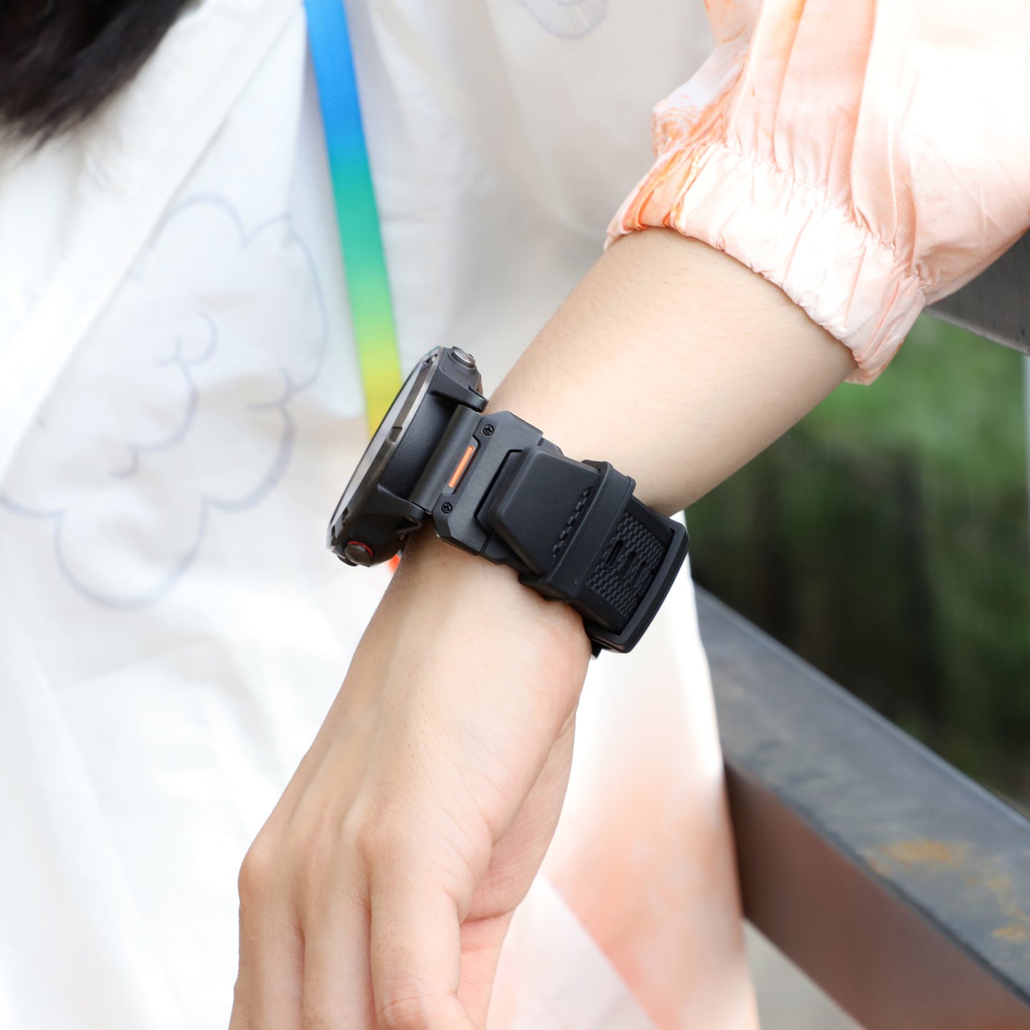 Cinta Techsuit W068 para Garmin Watch Fenix / Forerunner / Approach Series, 22mm, Laranja Preta