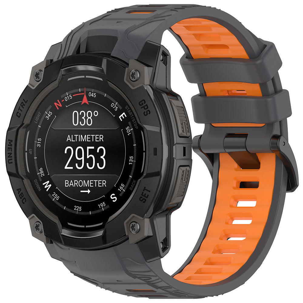 Cinta Techsuit W077 para Garmin Instinct 3 45mm Solar / Instinct 3 45mm, Cinza Laranja