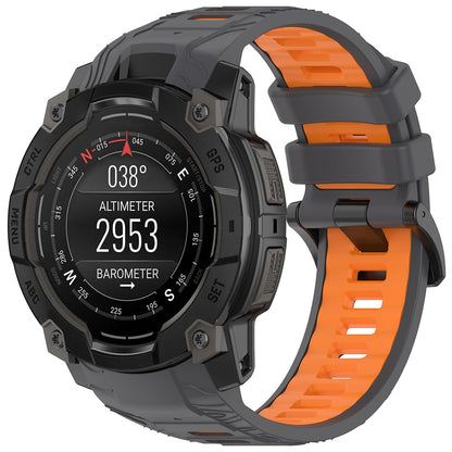 Cinta Techsuit W077 para Garmin Instinct 3 45mm Solar / Instinct 3 45mm, Cinza Laranja