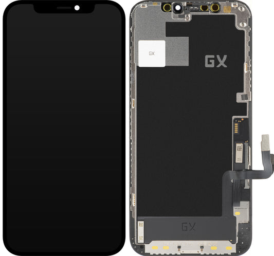 Ecrã tátil GX para Apple iPhone 12 / 12 Pro, com moldura, versão móvel OLED IC, preto