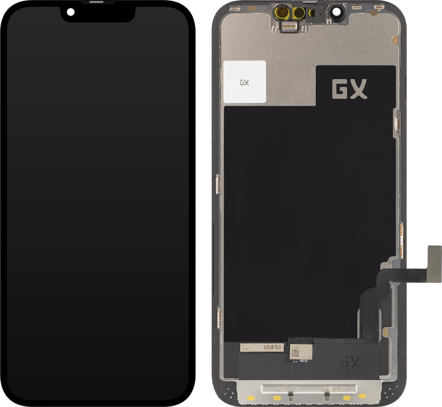 Ecrã tátil GX para Apple iPhone 13, com moldura, versão móvel OLED IC, preto