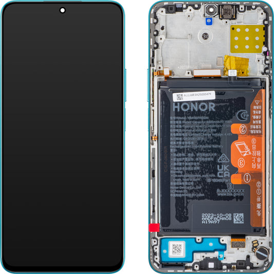 Visor com ecrã tátil Honor 90 Lite / X8a, com moldura e bateria, azul (Cyan Lake), Service Pack 0235AEUJ