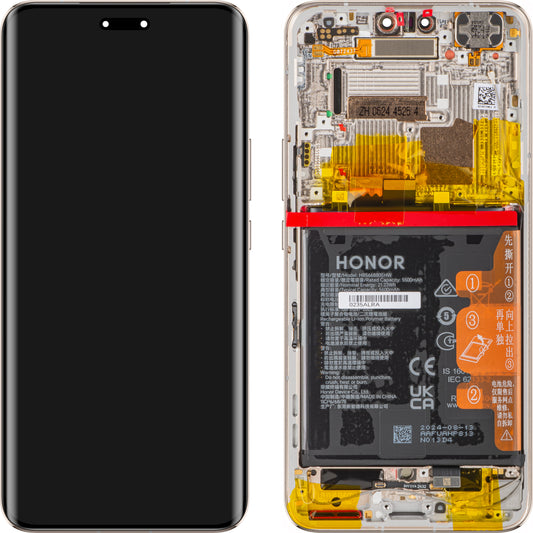 Ecrã tátil com ecrã tátil Honor Magic6 Pro, com moldura e bateria, dourado, Service Pack 0235ALRA 