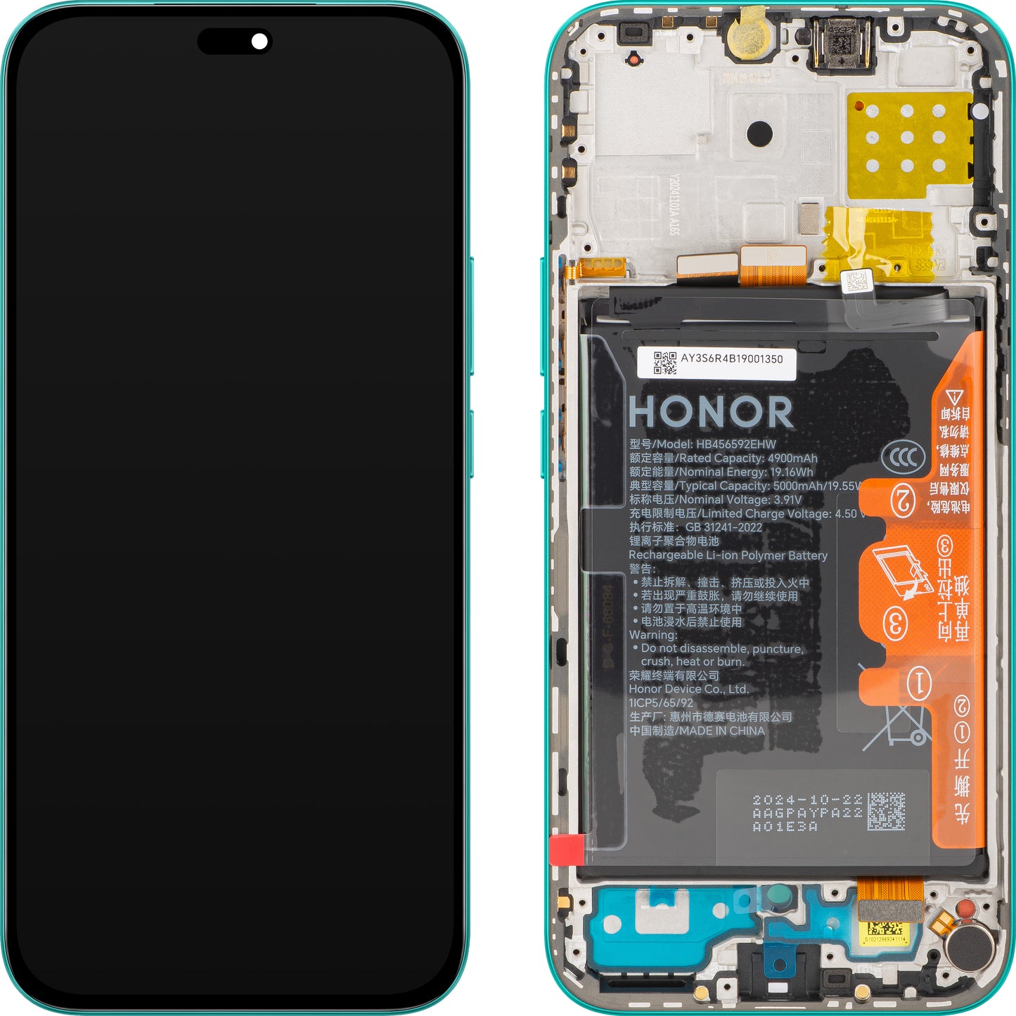 Display com Touchscreen Honor X8c, com Moldura e Bateria, Verde (Marrs Green), Service Pack 0235AMXQ