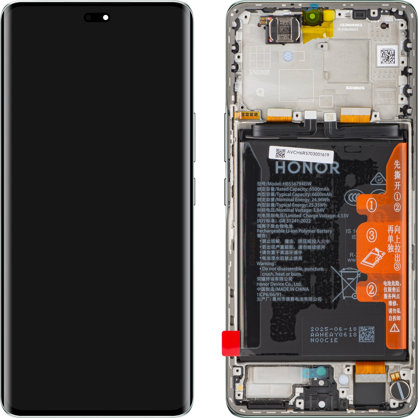 Display com Touchscreen Honor Magic7 Lite, com Moldura e Bateria, Turquesa (Jade Cyan), Service Pack 0235AMQQ