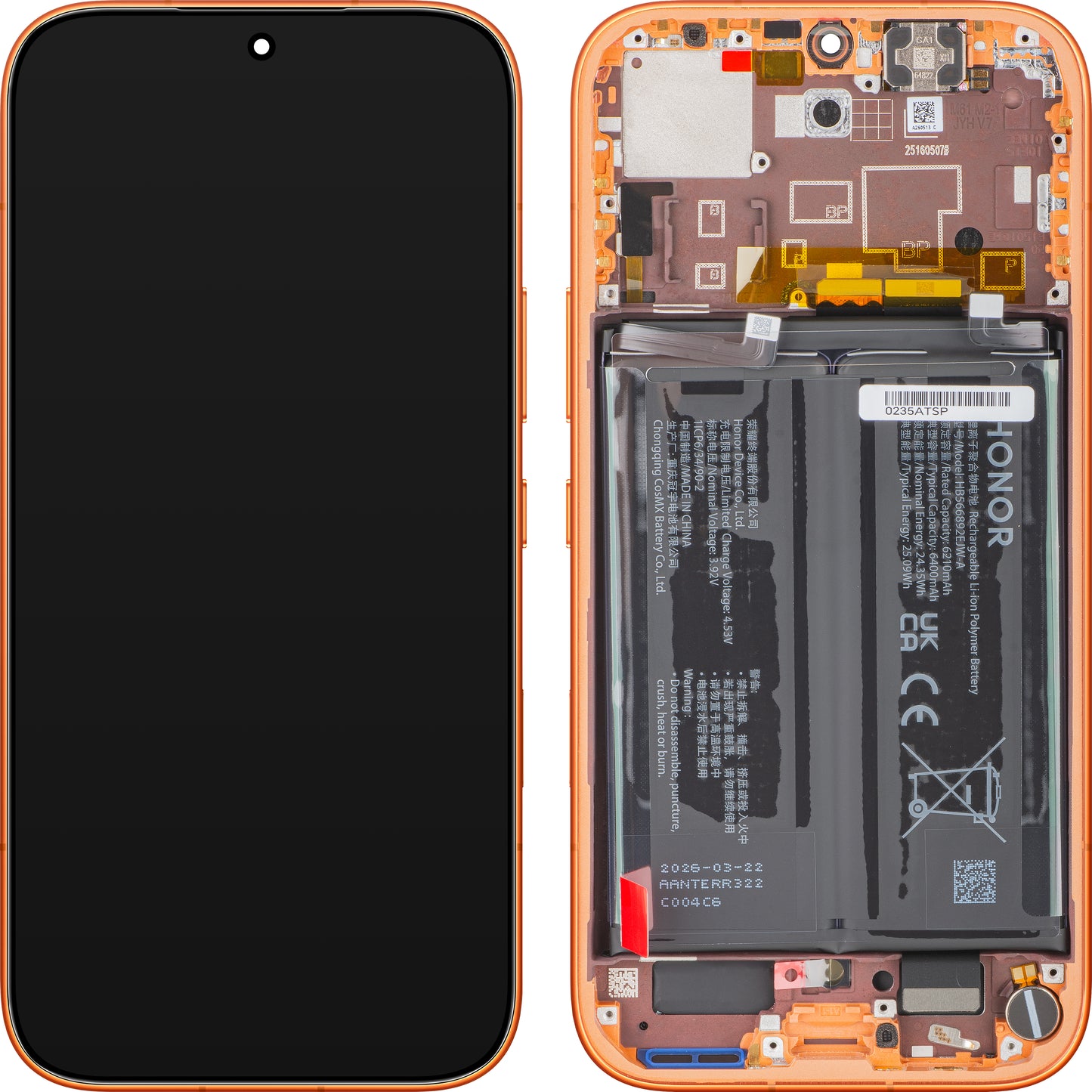 Ecrã com Touchscreen Honor 600, com Moldura e Bateria, Laranja, Service Pack 0235ATSP