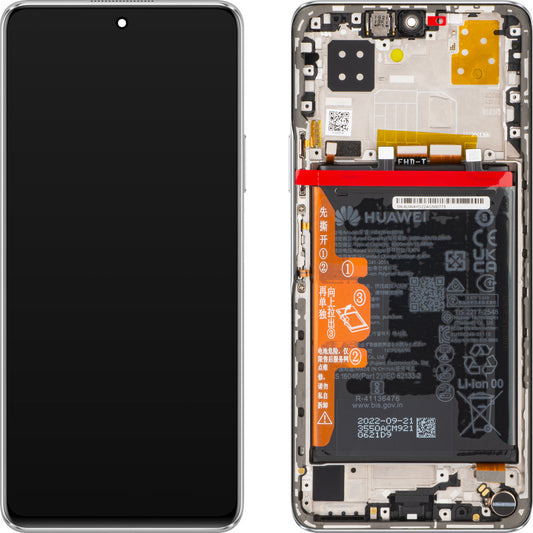 Ecrã tátil Huawei nova 9 SE 4G, com moldura e bateria, branco pérola, Service Pack 02354UWA