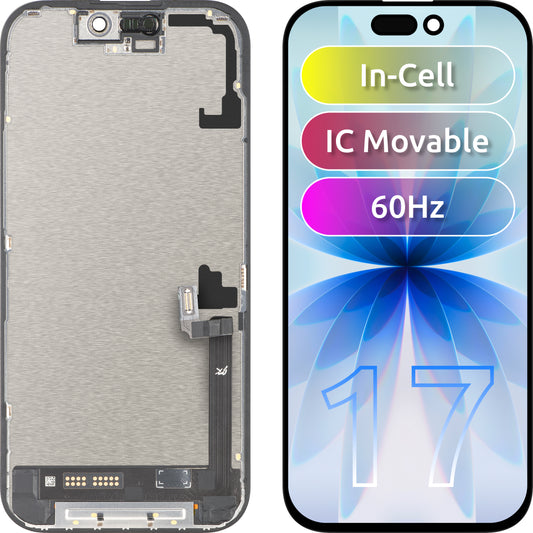Ecrã com ecrã tátil JK para Apple iPhone 17, com moldura, Versão LCD In-Cell IC Movable, Preto