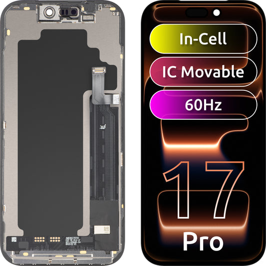 Ecrã com ecrã tátil JK para Apple iPhone 17 Pro, com moldura, Versão LCD In-Cell IC Movable, Preto
