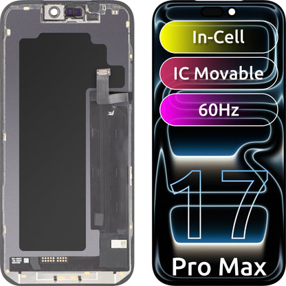 Ecrã com ecrã tátil JK para Apple iPhone 17 Pro Max, com moldura, Versão LCD In-Cell IC Movable, Preto