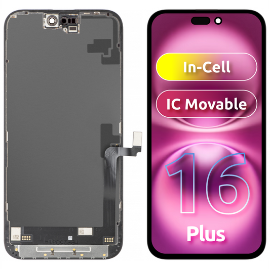 Display com Touchscreen JK para Apple iPhone 16 Plus, com Moldura, Versão LCD In-Cell IC Móvel, Preto
