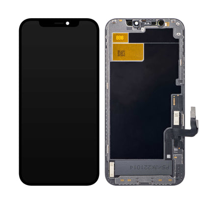 Ecrã tátil JK para Apple iPhone 12 / 12 Pro, com moldura, versão LCD In-Cell, preto