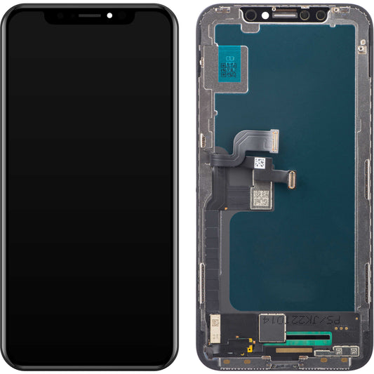 Ecrã tátil JK para Apple iPhone X, com moldura, versão LCD In-Cell, preto