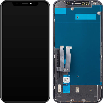 Ecrã tátil JK para Apple iPhone XR, com moldura, versão LCD In-Cell, preto