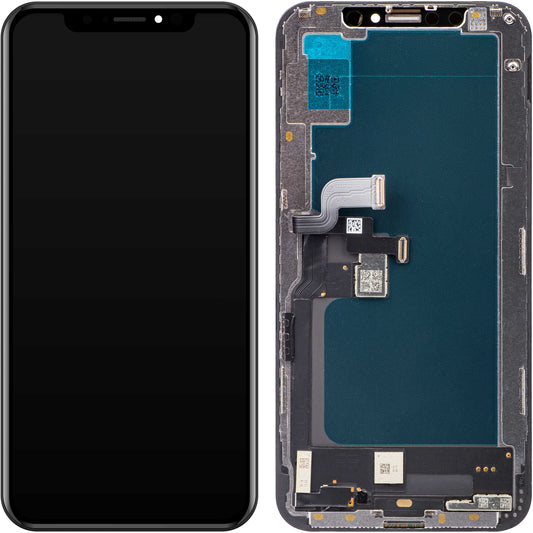 Ecrã tátil JK para Apple iPhone XS, com moldura, versão LCD In-Cell, preto