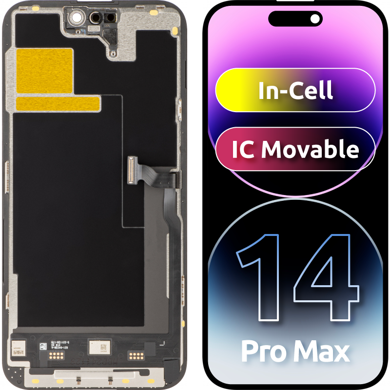 Ecrã tátil JK para Apple iPhone 14 Pro Max, com moldura, versão LCD móvel In-Cell IC, preto