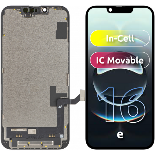 Display com Touchscreen JK para Apple iPhone 16e, com Moldura, Versão LCD In-Cell IC Móvel, Preto