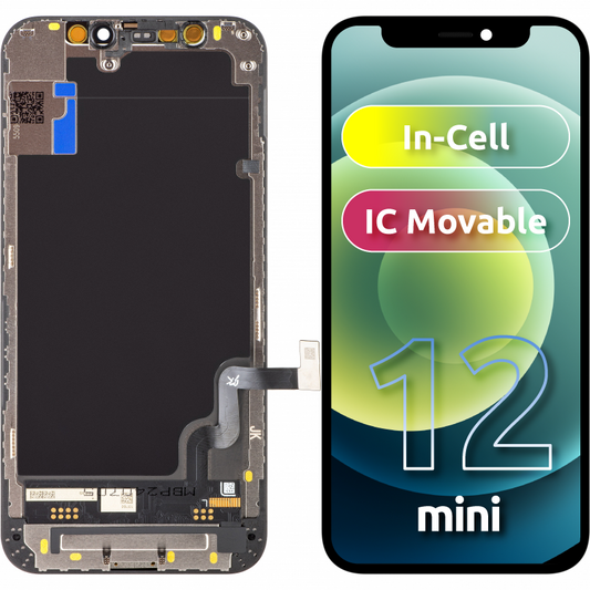 Ecrã tátil JK para Apple iPhone 12 mini, com moldura, versão LCD In-Cell, preto 