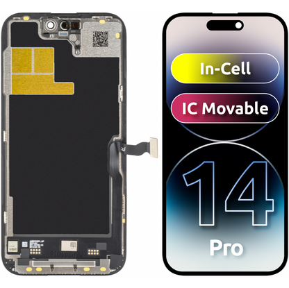Ecrã tátil JK para Apple iPhone 14 Pro, com moldura, LCD In-Cell IC móvel, preto 